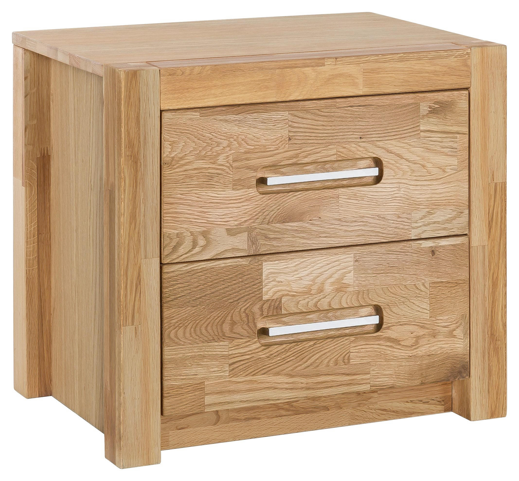 Nachtkästchen in furniert, massiv Wildeiche Eichefarben