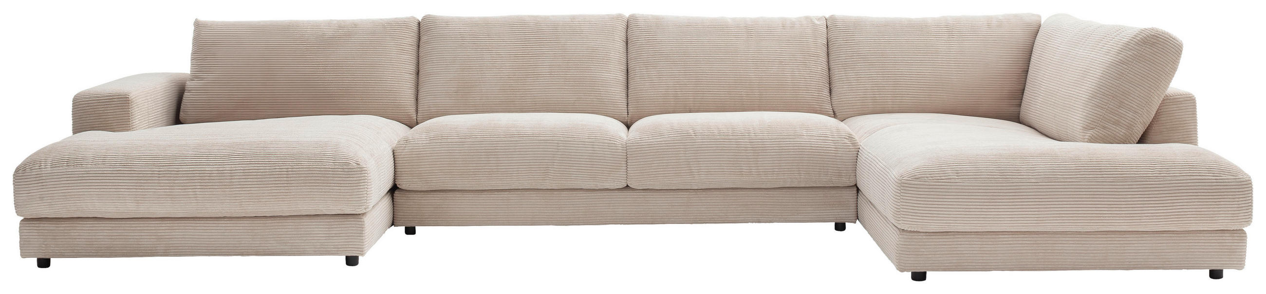 WOHNLANDSCHAFT Creme Cord - Creme/Schwarz, Design, Kunststoff/Textil (190/425/224cm) - Hom`in