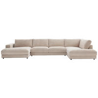 WOHNLANDSCHAFT in Cord Creme  - Creme/Schwarz, Design, Kunststoff/Textil (190/425/224cm) - Hom`in