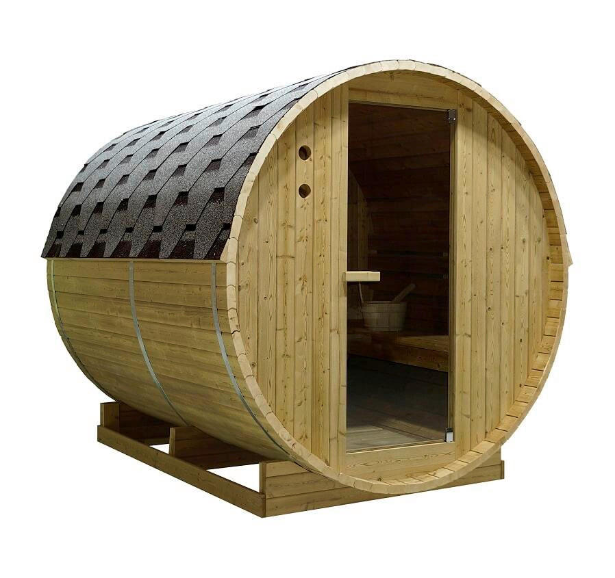 SAUNAFASS für 6 Personen TROMSÖ XL  - Fichtefarben, KONVENTIONELL, Glas/Holz (189/220/191,5cm) - Sanotechnik