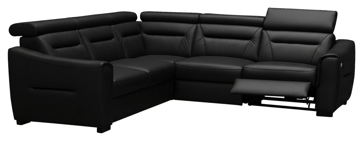 ECKSOFA Lederlook Echtleder Schwarz  - Wengefarben/Schwarz, Design, Leder/Holz (260/260cm) - Celina Home