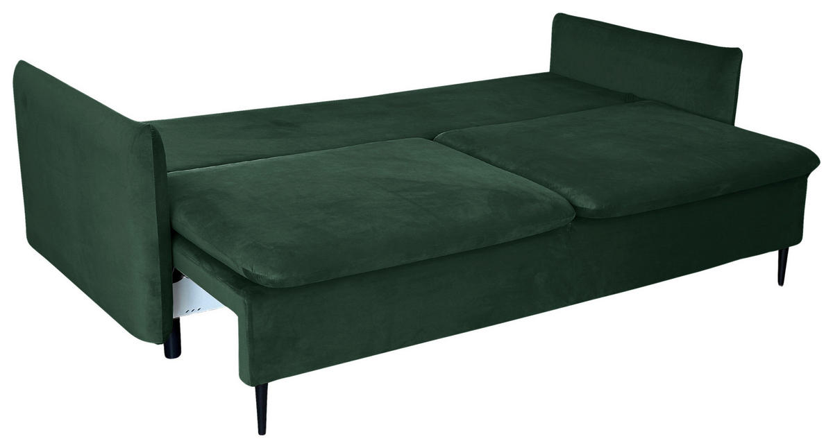SCHLAFSOFA Velours Grün  - Schwarz/Grün, Design, Holz/Kunststoff (220/96/102cm) - MID.YOU