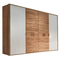DREHTÜRENSCHRANK 250/218,5/60 cm 4-türig Weiß, Eichefarben  - Eichefarben/Anthrazit, Natur, Glas/Holz (250/218,5/60cm) - Valnatura