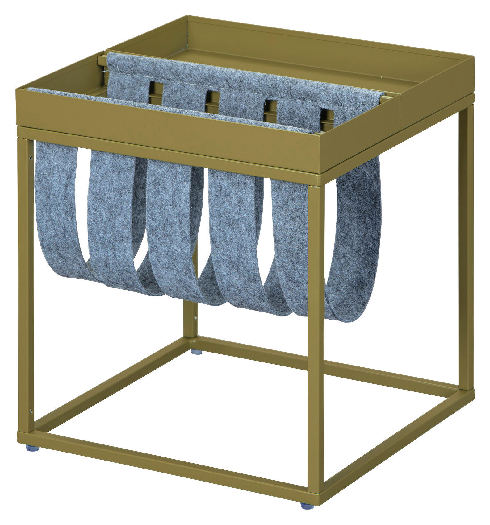 BEISTELLTISCH 35/40/35 cm Olivgrün quadratisch  - Olivgrün, KONVENTIONELL, Textil/Metall (35/40/35cm) - MID.YOU