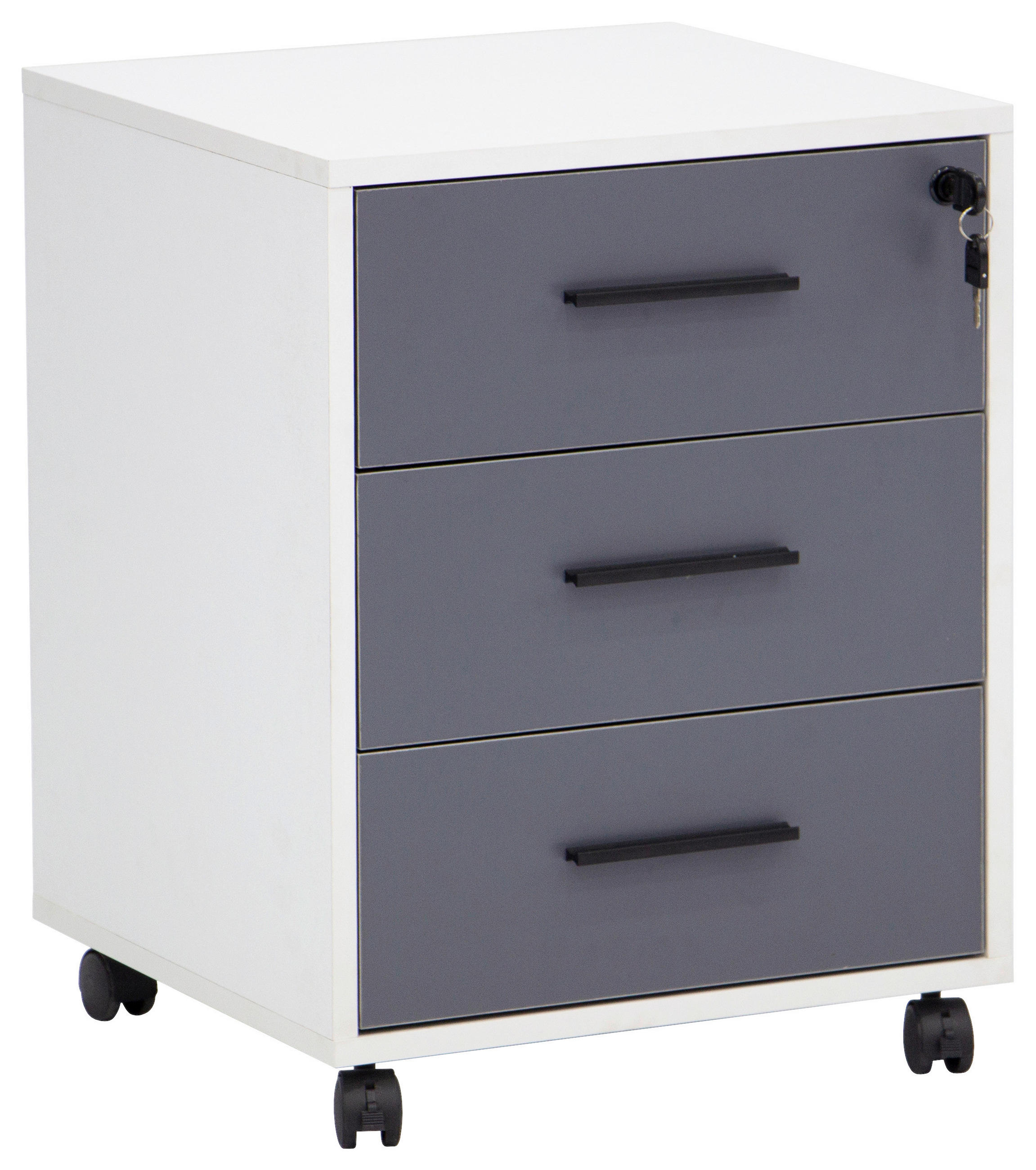 ROLLCONTAINER 43/56/43.5 cm  - Schwarz/Weiß, Basics, Holzwerkstoff/Kunststoff (43/56/43.5cm) - Carryhome