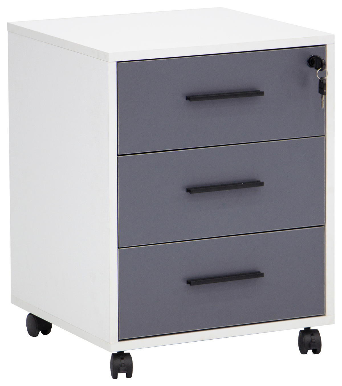 ROLLCONTAINER 43/56/43.5 cm  - Schwarz/Weiß, Basics, Holzwerkstoff/Kunststoff (43/56/43.5cm) - Carryhome