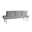 SITZBANK 224/92/78 cm  in Grau, Hellgrau  - Chromfarben/Hellgrau, Design, Textil/Metall (224/92/78cm) - Dieter Knoll