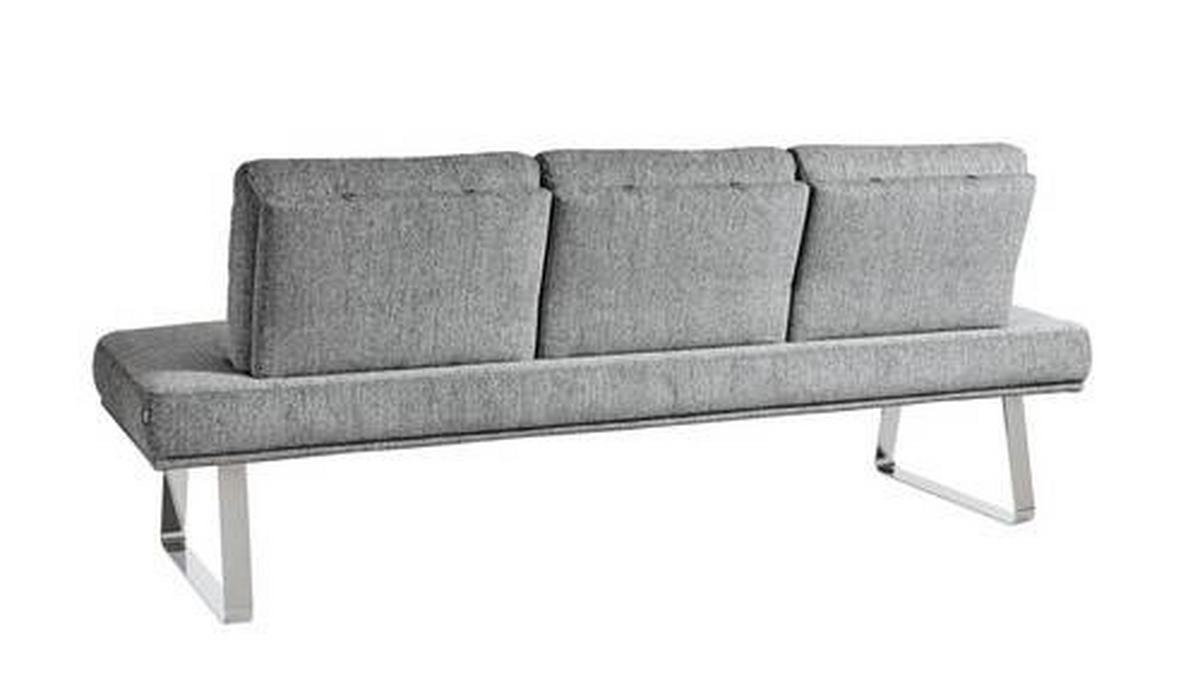 SITZBANK 224/92/78 cm  in Grau, Hellgrau  - Chromfarben/Hellgrau, Design, Textil/Metall (224/92/78cm) - Dieter Knoll