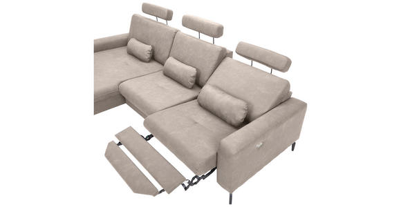 ECKSOFA  in Mikrofaser Grau  180/302 cm  - Schwarz/Grau, KONVENTIONELL, Textil/Metall (180/302cm) - Carryhome