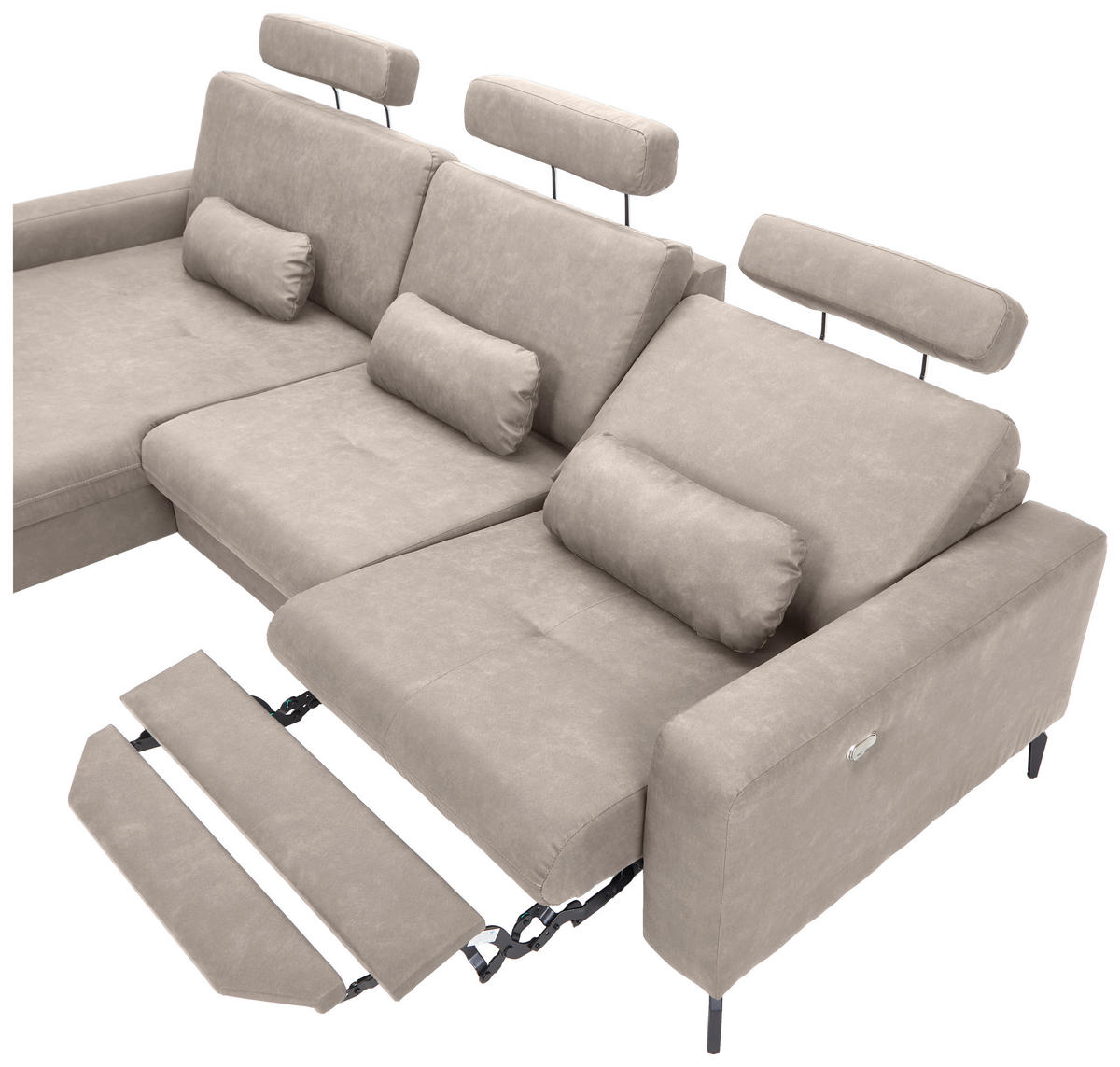 ECKSOFA in Mikrofaser Grau  180/302 cm  - Schwarz/Grau, KONVENTIONELL, Textil/Metall (180/302cm) - Carryhome