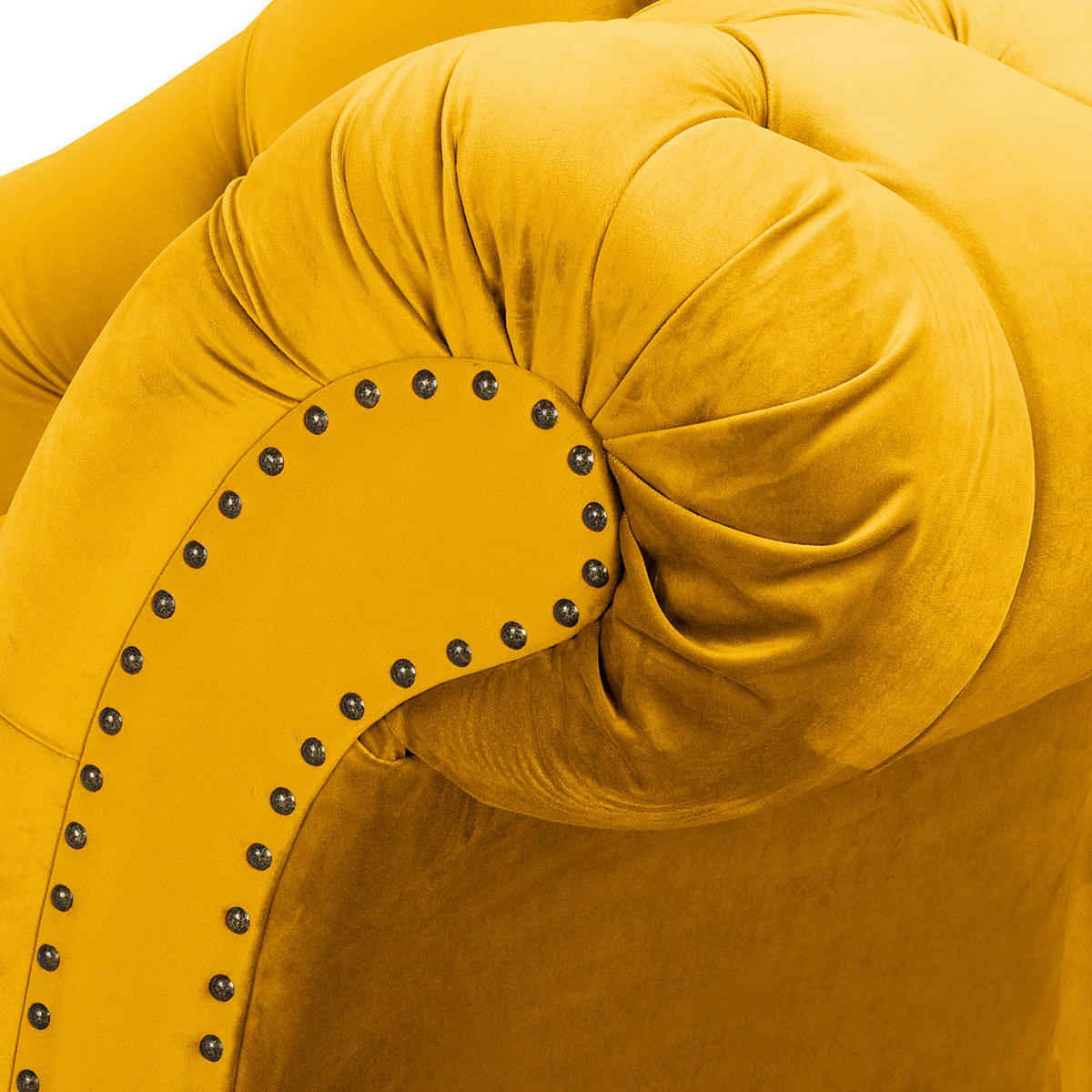 RÉCAMIERE Samt Senfgelb  - Senfgelb/Braun, Design, Holz/Textil (185/93/75cm) - Livetastic