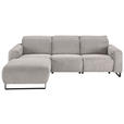ECKSOFA in Cord Grau  180/266 cm  - Schwarz/Grau, KONVENTIONELL, Textil/Metall (180/266cm) - Hom`in