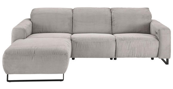 ECKSOFA in Cord Grau  180/266 cm  - Schwarz/Grau, KONVENTIONELL, Textil/Metall (180/266cm) - Hom`in