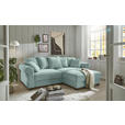 ECKSOFA Salbeigrün Cord  - Salbeigrün/Schwarz, KONVENTIONELL, Kunststoff/Textil (255/185cm) - Hom`in
