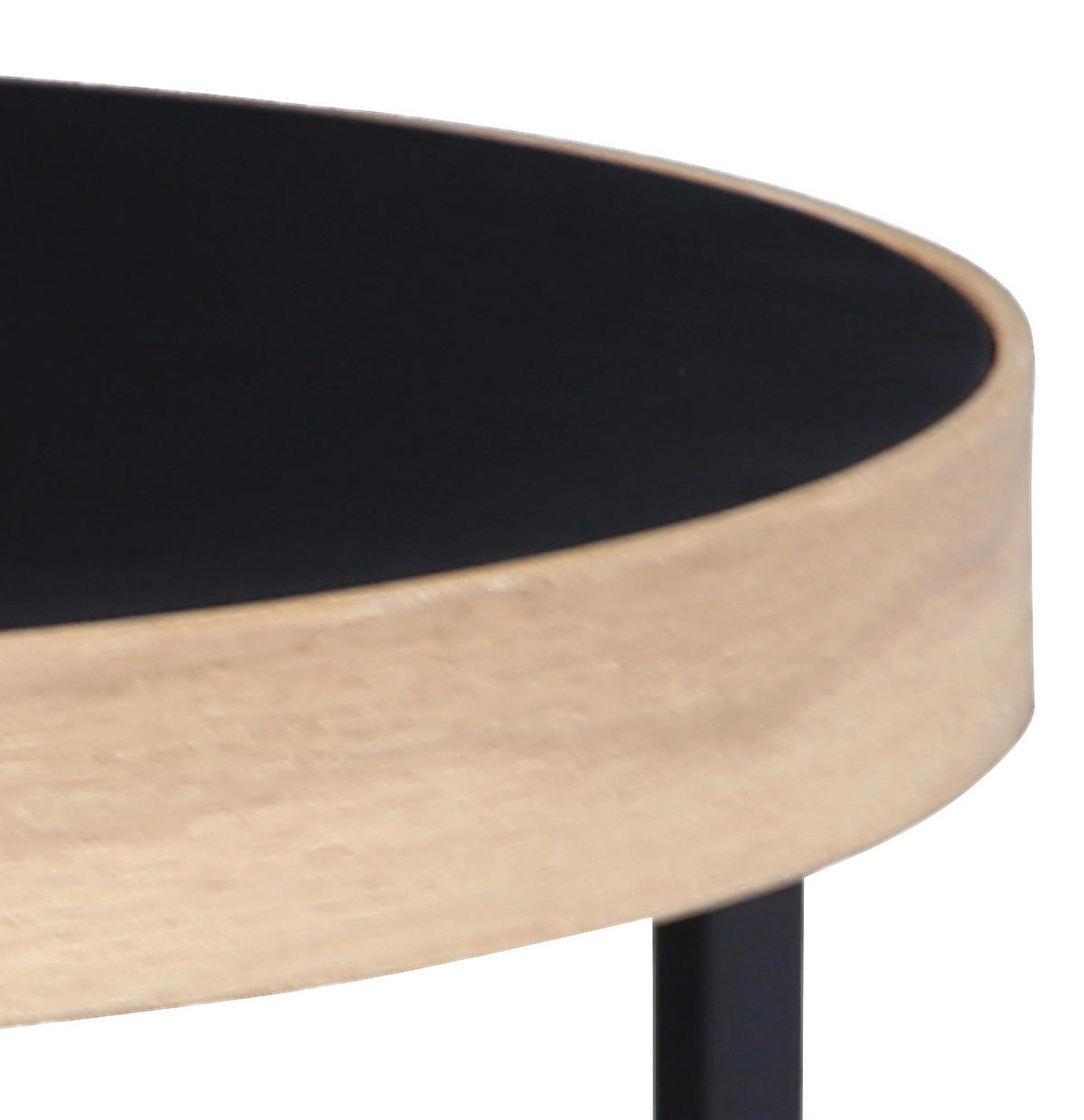 COUCHTISCH Eiche massiv rund Naturfarben, Schwarz  - Schwarz/Naturfarben, MODERN, Holz/Holzwerkstoff (60/38cm) - Livetastic