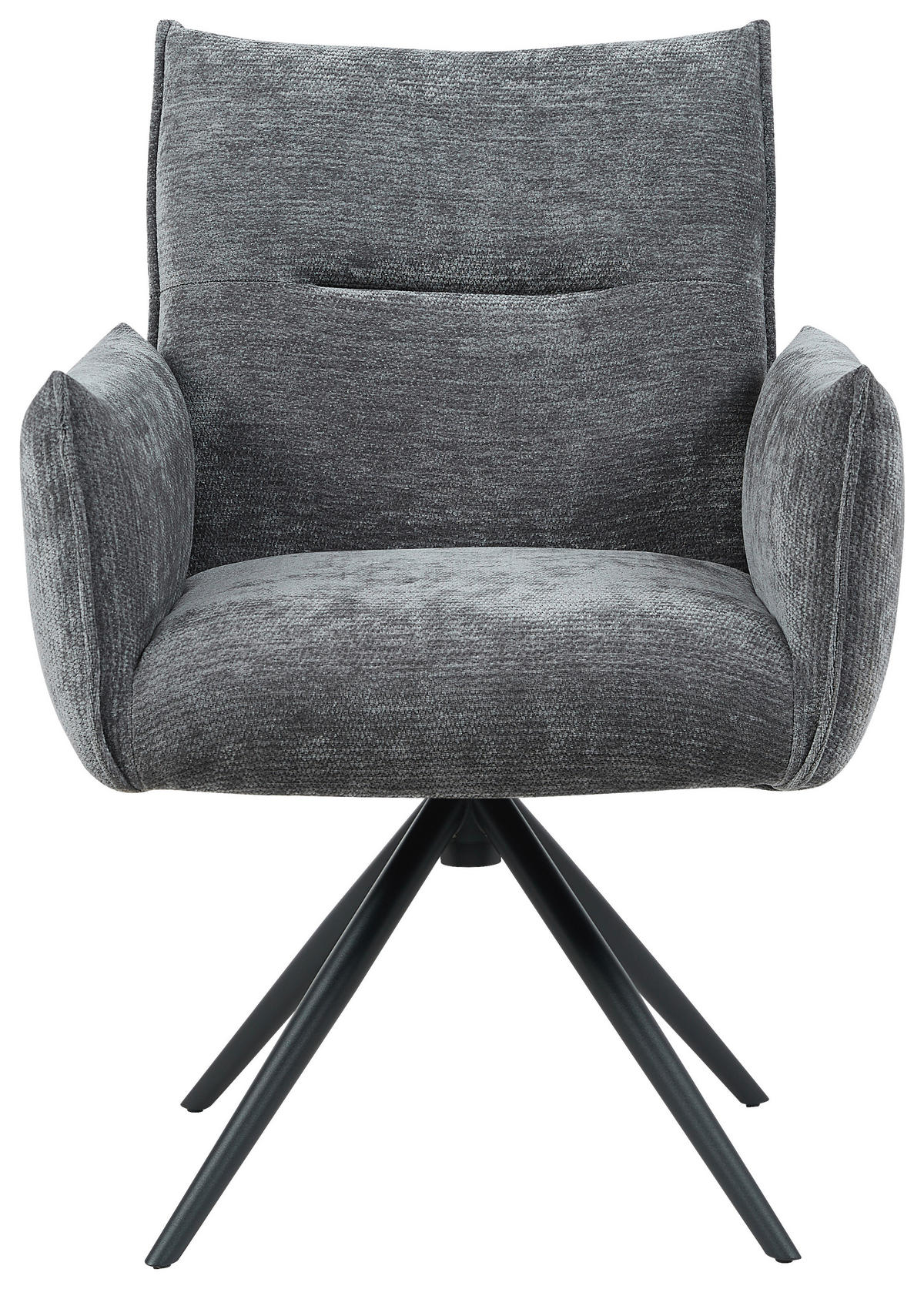 ARMLEHNSTUHL  Sitzfläche 360° drehbar, automatische Rückholfunktion Leinenoptik  - Schwarz/Grau, Design, Textil/Metall (67/86/62cm) - Stylife