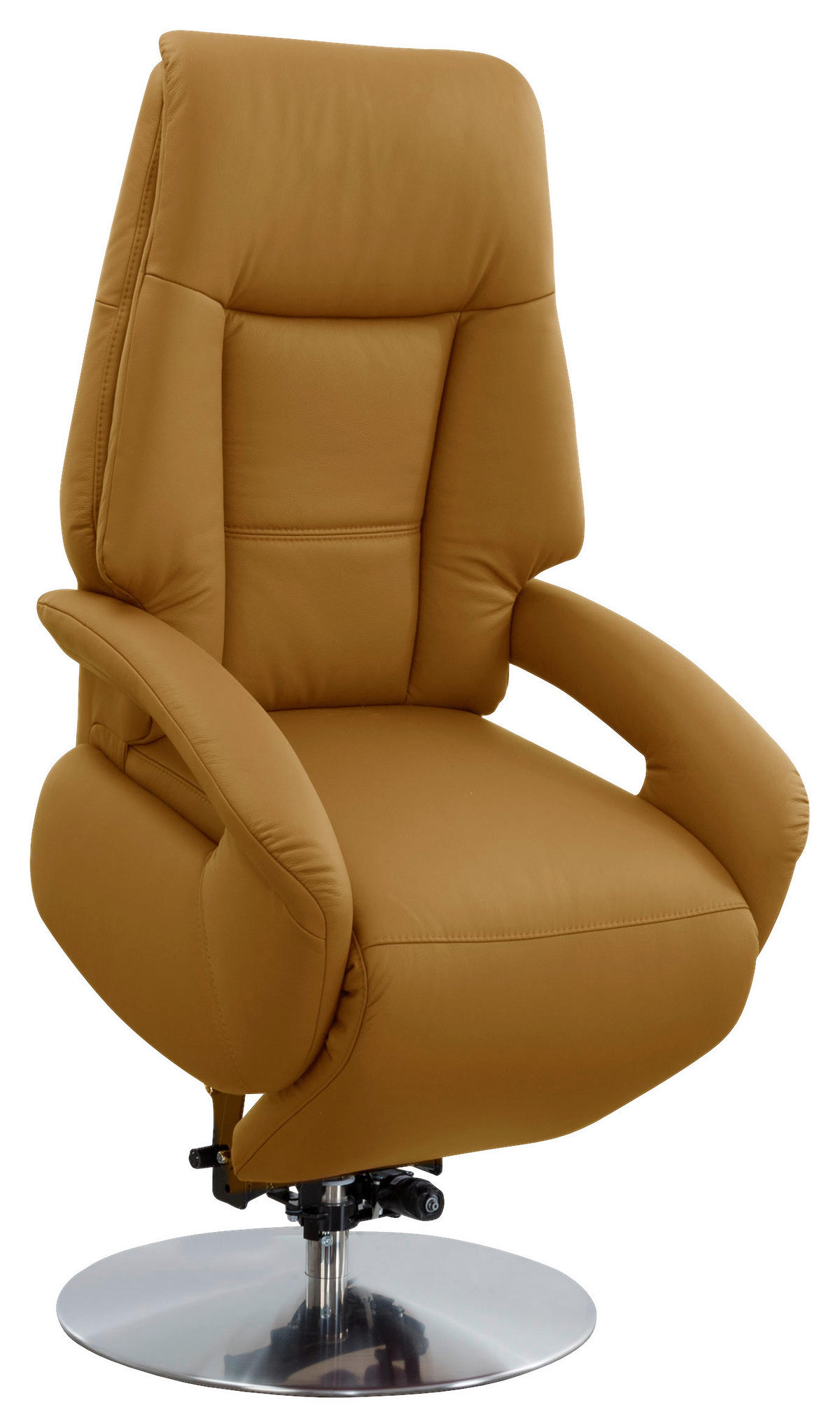 RELAXSESSEL in Leder Currygelb  - Currygelb/Edelstahlfarben, Konventionell, Leder/Metall (74/111/77cm) - Sit & More