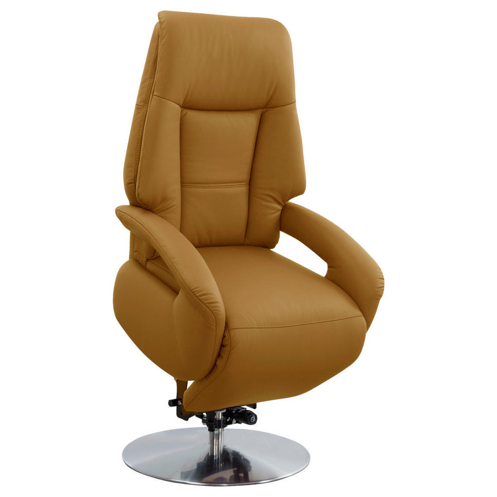 Thumbnail - Sit & More Relaxsessel, Currygelb, Leder, Echtleder, Nappaleder, 74x111x77 cm, Goldenes M, Made in Europe, DGM-Klimapakt...