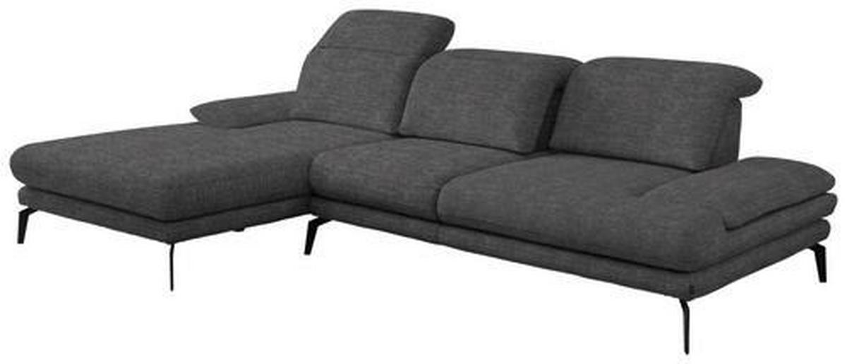 ECKSOFA in Webstoff Anthrazit  - Anthrazit/Schwarz, Design, Textil/Metall (180/289cm) - Stylife