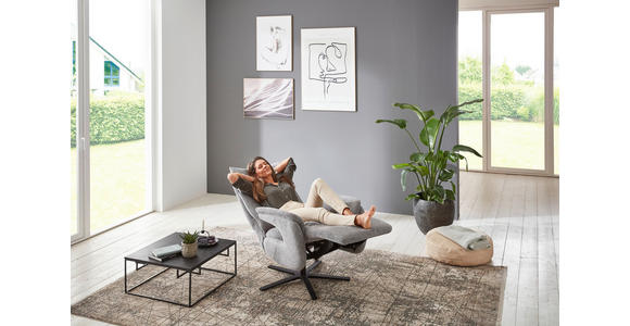 FERNSEHSESSEL  mit Relaxfunktion Struktur Grau  - Schwarz/Grau, MODERN, Textil/Metall (73/115/85cm) - Cantus