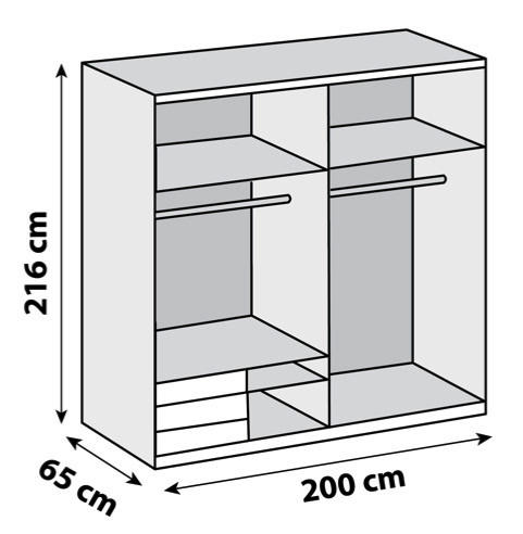 SCHWEBETÜRENSCHRANK 200/216/65 cm 2-türig Graphitfarben, Eichefarben  - Chromfarben/Eichefarben, MODERN, Glas/Holzwerkstoff (200/216/65cm) - MID.YOU