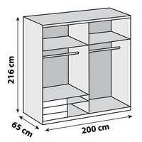 SCHWEBETÜRENSCHRANK 200/216/65 cm 2-türig Graphitfarben, Eichefarben  - Chromfarben/Eichefarben, MODERN, Glas/Holzwerkstoff (200/216/65cm) - MID.YOU