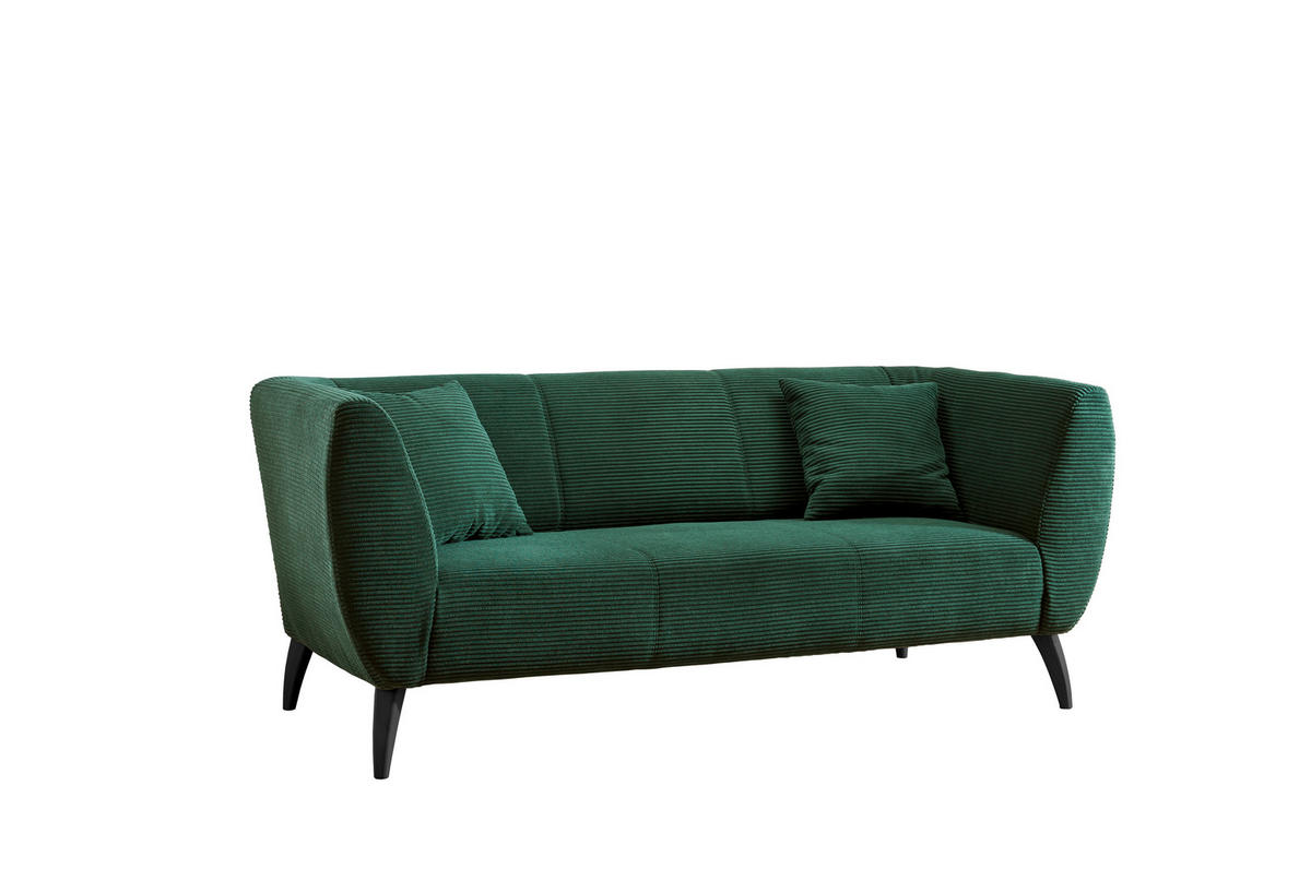 3-SITZER-SOFA in Cord Grün  - Schwarz/Grau, Modern, Holz/Textil (208/83/88cm) - MID.YOU