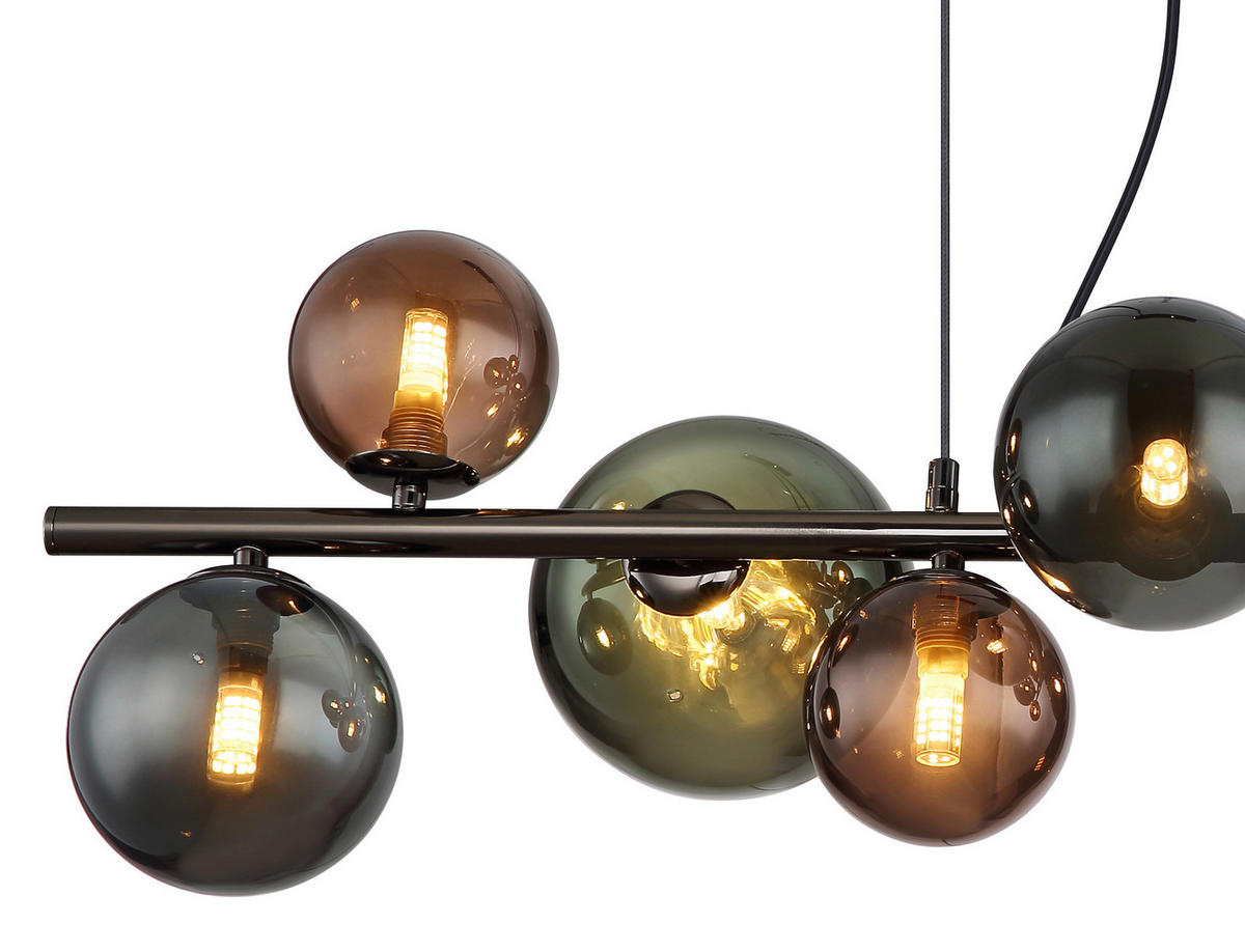 LED-HÄNGELEUCHTE 86/36/120 cm    - Petrol/Bronzefarben, Design, Glas/Metall (86/36/120cm) - Globo