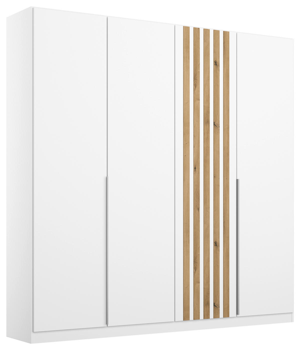 DREHTÜRENSCHRANK 181/210/54 cm,  in Weiß, Eiche Artisan, 4-türig  - Alufarben/Weiß, MODERN, Holzwerkstoff/Metall (181/210/54cm) - Rauch Möbel
