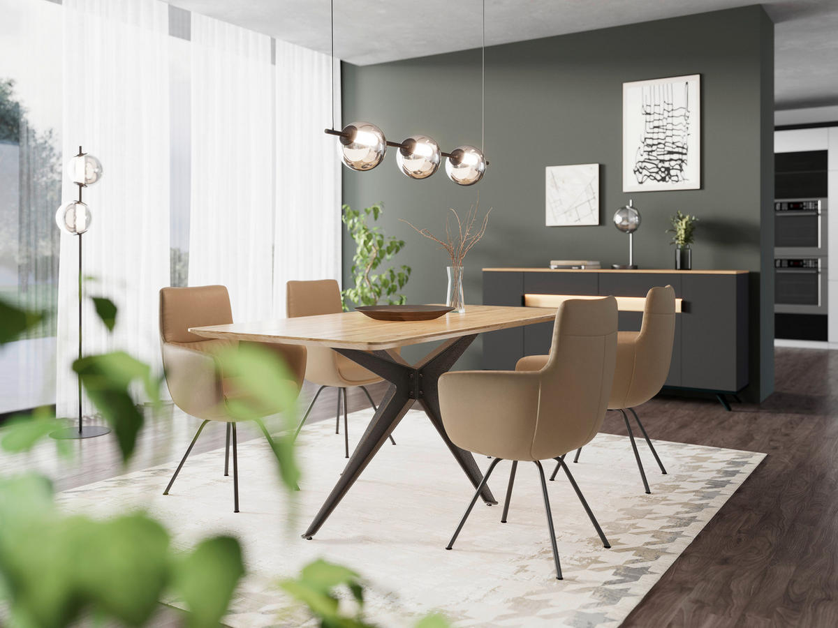 ARMLEHNSTUHL  in Stahl  - Taupe/Schwarz, Design, Leder/Metall (60/90/61cm) - Dieter Knoll