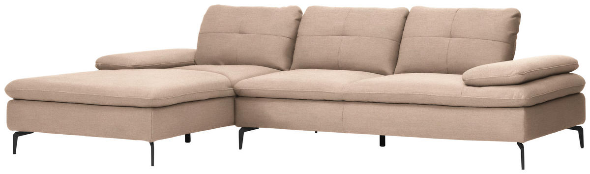 ECKSOFA in Webstoff Hellbraun  179/301 cm  - Hellbraun/Schwarz, Design, Textil/Metall (179/301cm) - Chilliano