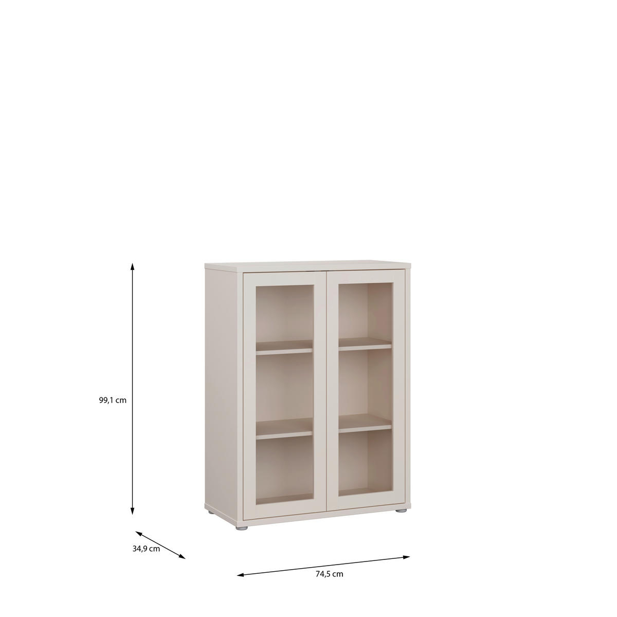 VITRINA, peščene barve - peščene barve, Moderno, steklo/leseni material (74,5/99,1/34,9cm) - Carryhome