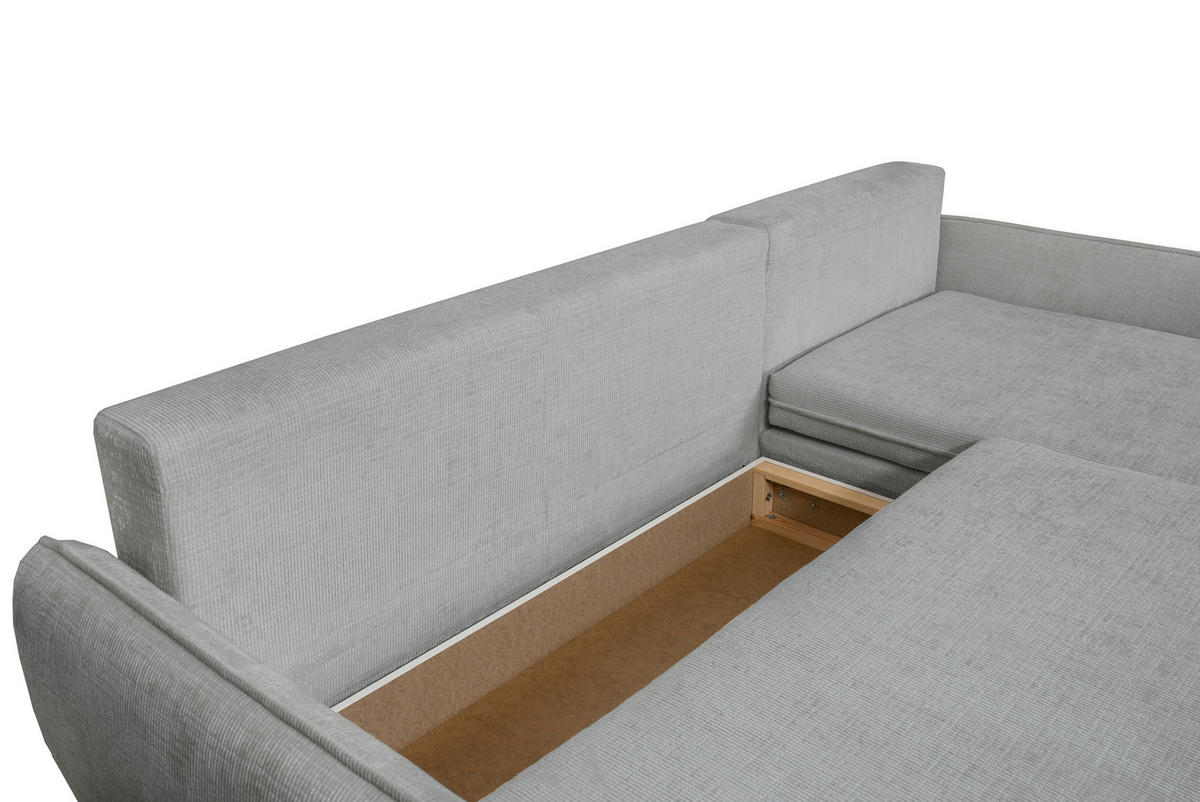 ECKSOFA Grau Chenille  - Buchefarben/Grau, KONVENTIONELL, Holz/Textil (244/163cm) - Carryhome