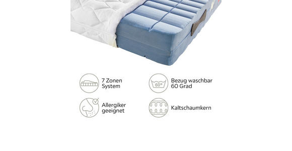 KALTSCHAUMMATRATZE 160/200 cm Höhe ca. 21 cm - Weiß, Basics, Textil (160/200cm) - Sleeptex