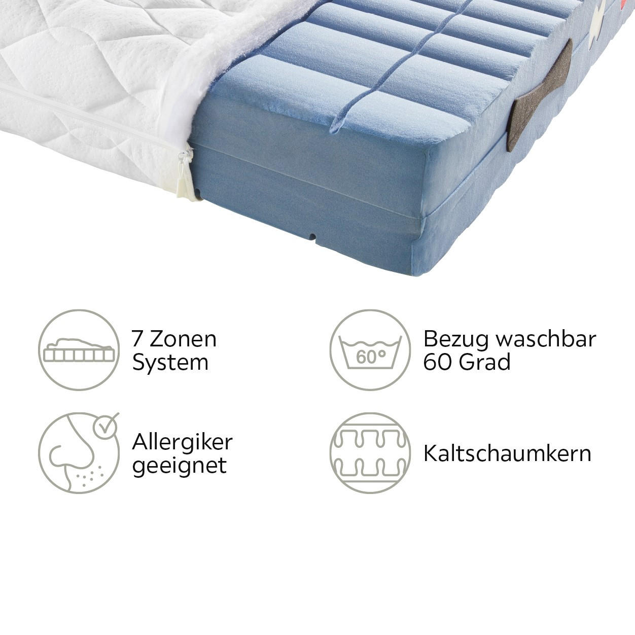 KALTSCHAUMMATRATZE 90/190 cm Höhe ca. 21 cm  - Weiß, Basics, Textil (90/190cm) - Sleeptex