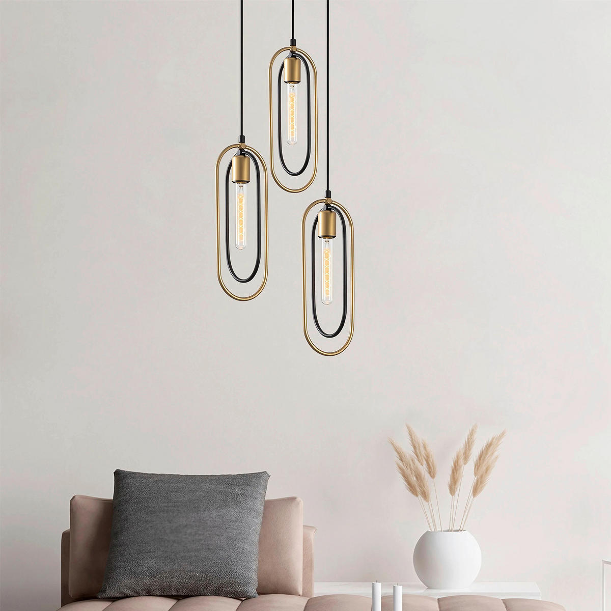 HÄNGELEUCHTE 38/132 cm   - Goldfarben/Schwarz, Design, Metall (38/132cm) - P & B