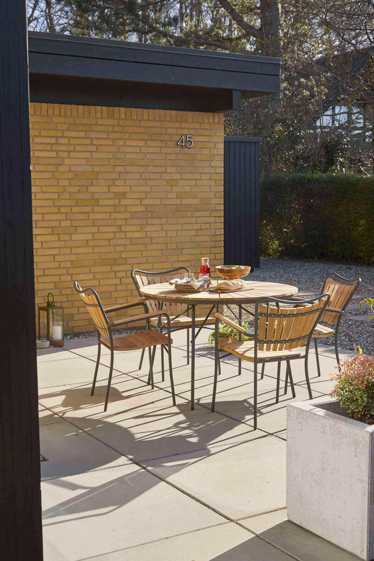 GARTENTISCH 110/110/74 cm Holz rund  - Anthrazit/Teakfarben, KONVENTIONELL, Holz/Metall (110/110/74cm) - Gardenson
