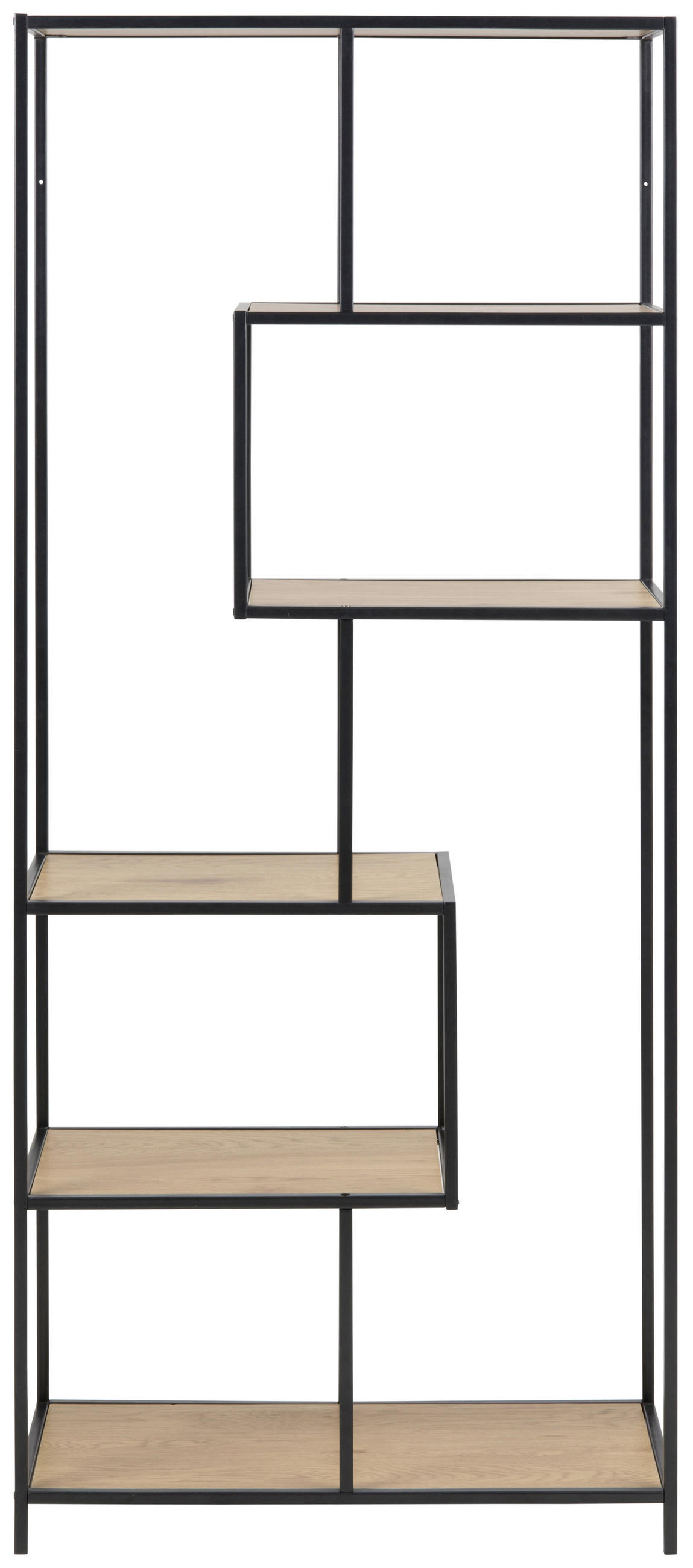 REGAL Schwarz, Eichefarben - Eichefarben/Schwarz, Trend, Holzwerkstoff/Metall (77/185/35cm) - Xora