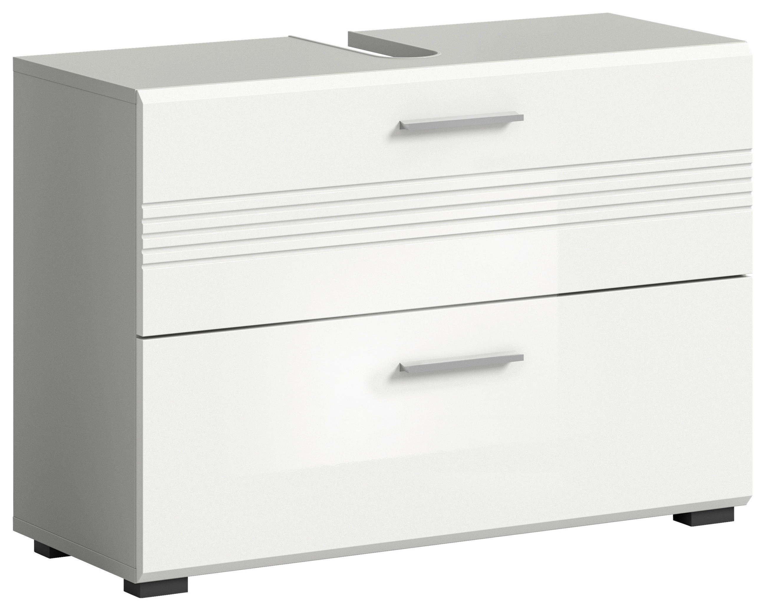 WASCHBECKENUNTERSCHRANK 80/56/32 cm  - Chromfarben/Weiß Hochglanz, MODERN, Holzwerkstoff/Kunststoff (80/56/32cm) - MID.YOU