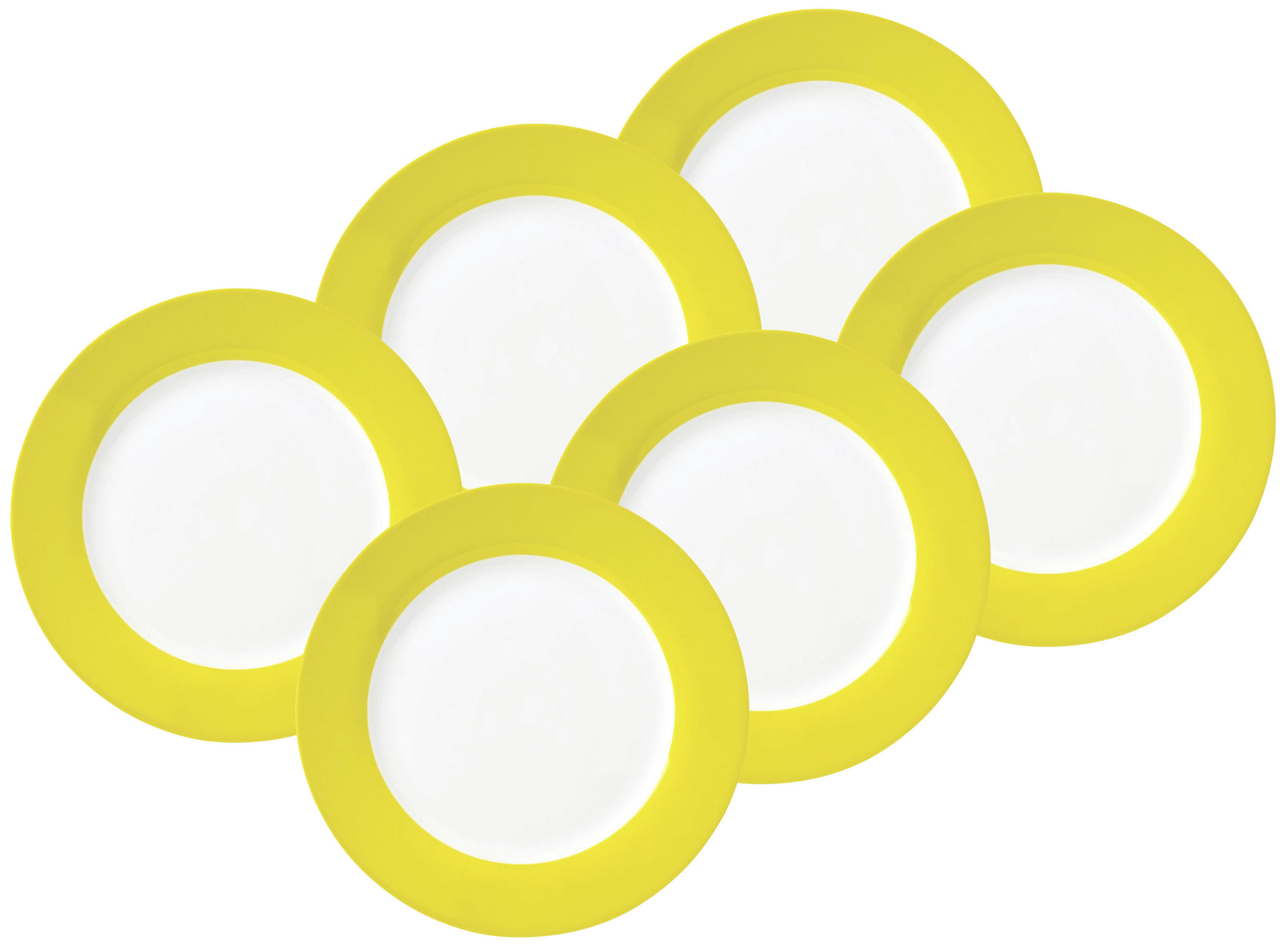 SPEISETELLERSET VARIO 6-teilig - Gelb/Weiß, Basics, Keramik (27cm)
