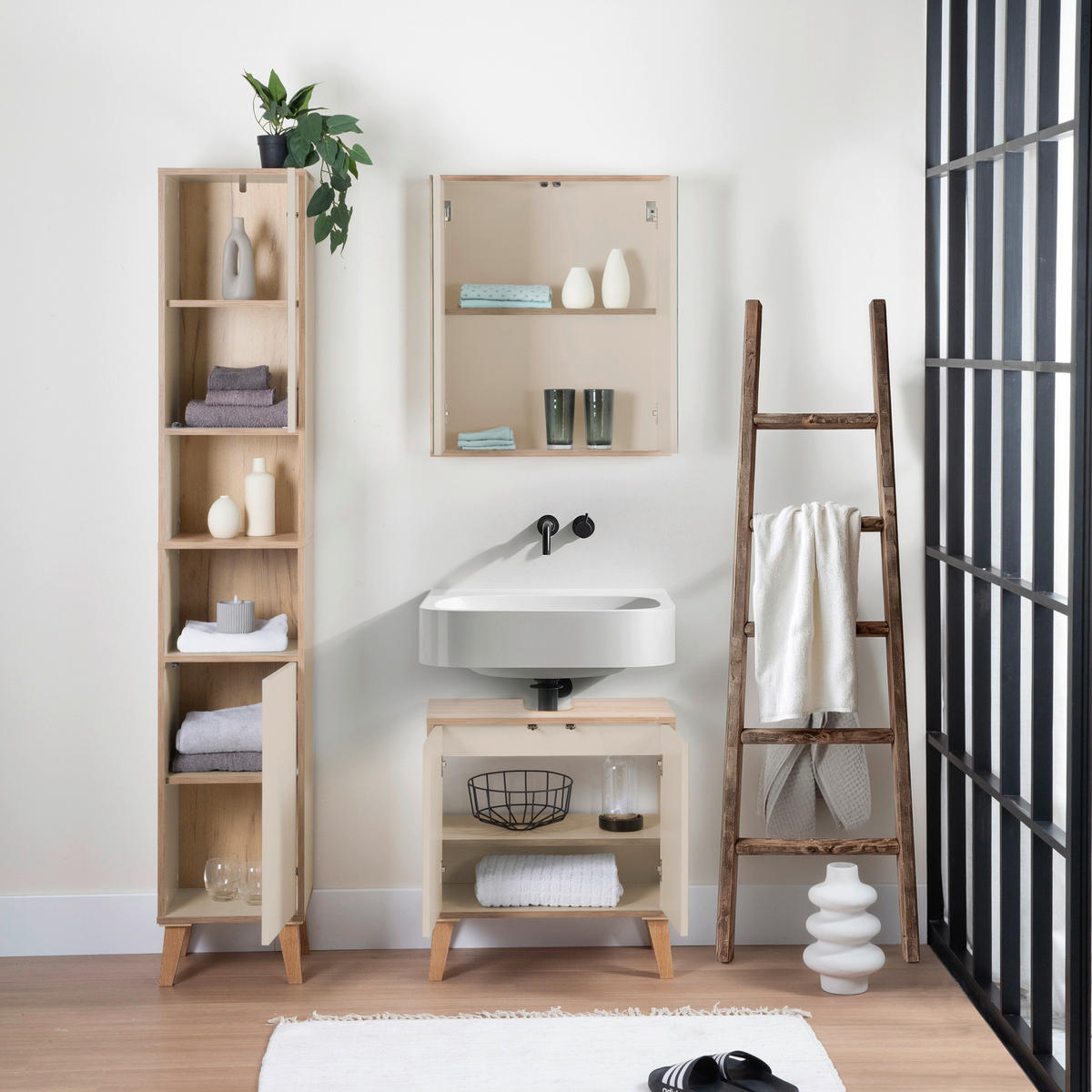 SPIEGELSCHRANK 60/70/15 cm  - Champagner/Eiche Artisan, MODERN, Glas/Holzwerkstoff (60/70/15cm) - MID.YOU