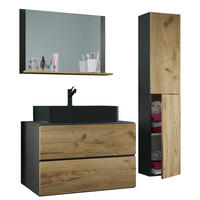 BADEZIMMER 4-teilig  in 94 cm  - Honigeiche/Anthrazit, MODERN, Glas/Keramik (94cm) - MID.YOU