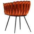 ARMLEHNSTUHL in Aluminium Velours - Schwarz/Orange, LIFESTYLE, Textil/Metall (60/78/55cm) - Landscape