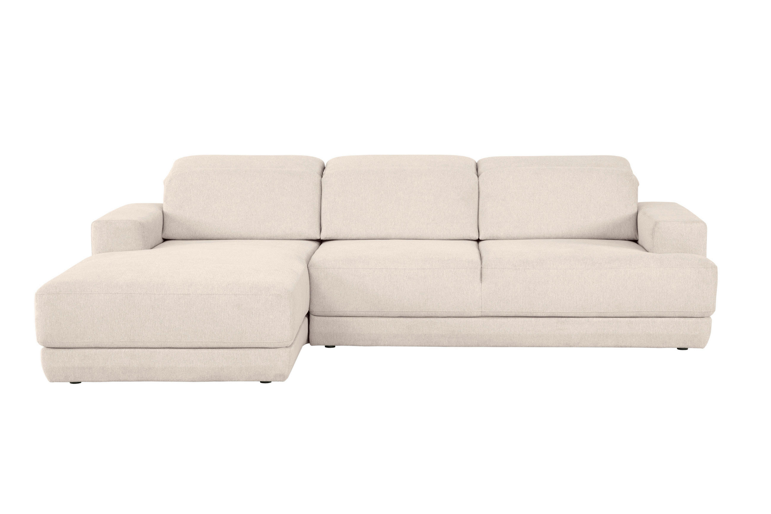 ECKSOFA Ottomane links, Eckteil  Beige Webstoff  - Beige/Schwarz, Design, Kunststoff/Textil (204/293cm) - MID.YOU