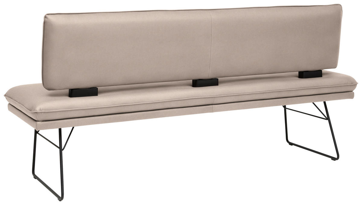 SITZBANK in Metall, Textil Schwarz, Greige  - Greige/Schwarz, Design, Textil/Metall (195/91/65cm) - Dieter Knoll