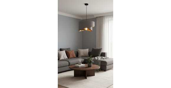 HÄNGELEUCHTE 45/130 cm  - Goldfarben/Grau, Trend, Textil/Metall (45/130cm) - Novel