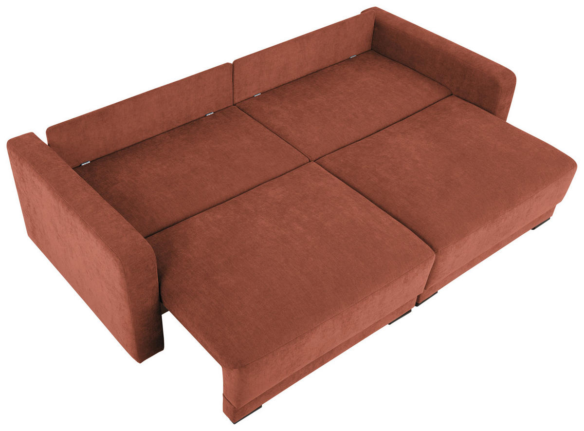 2-SITZER-SOFA in Chenille Rostfarben  - Rostfarben/Schwarz, Konventionell, Kunststoff/Textil (233/90/110cm) - MID.YOU
