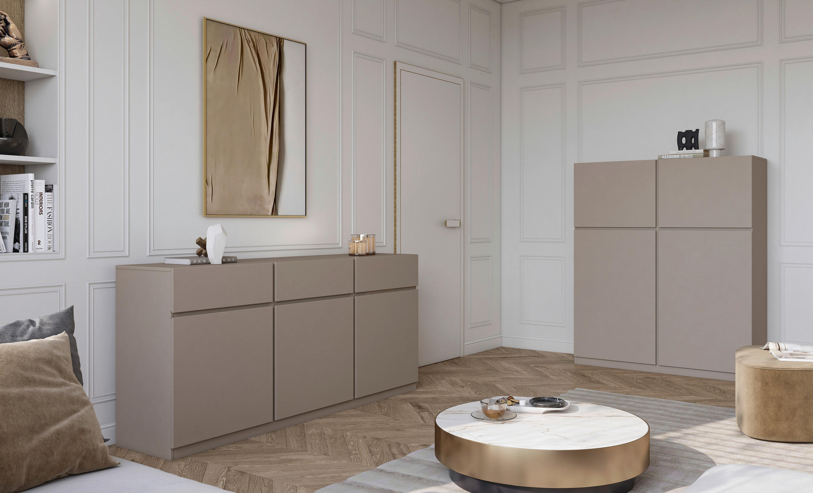 HIGHBOARD Bern  in 119,5/143/40 cm  - Beige, Design, Holzwerkstoff (119,5/143/40cm) - MID.YOU