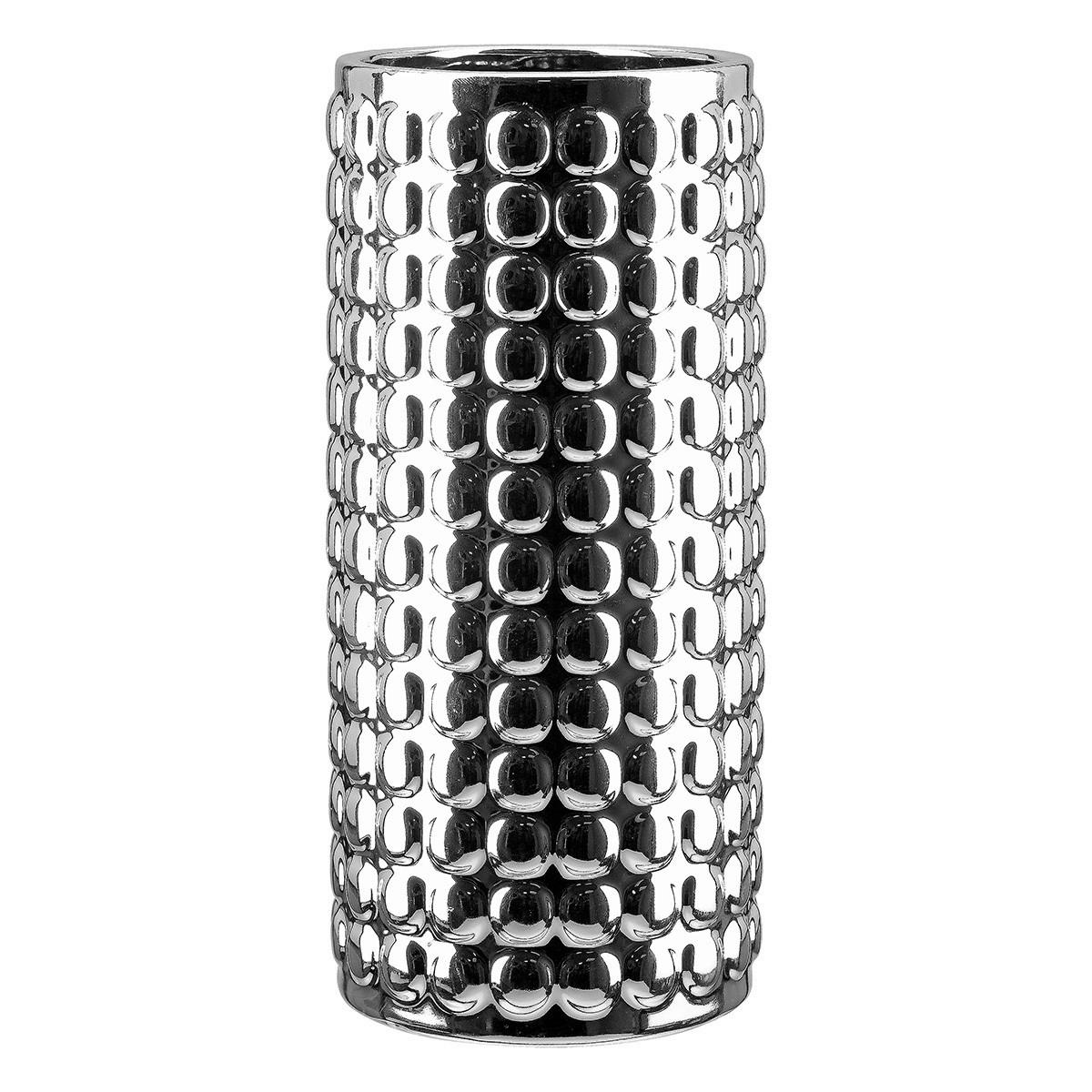 VASE  - Silberfarben, Basics, Keramik (25cm)