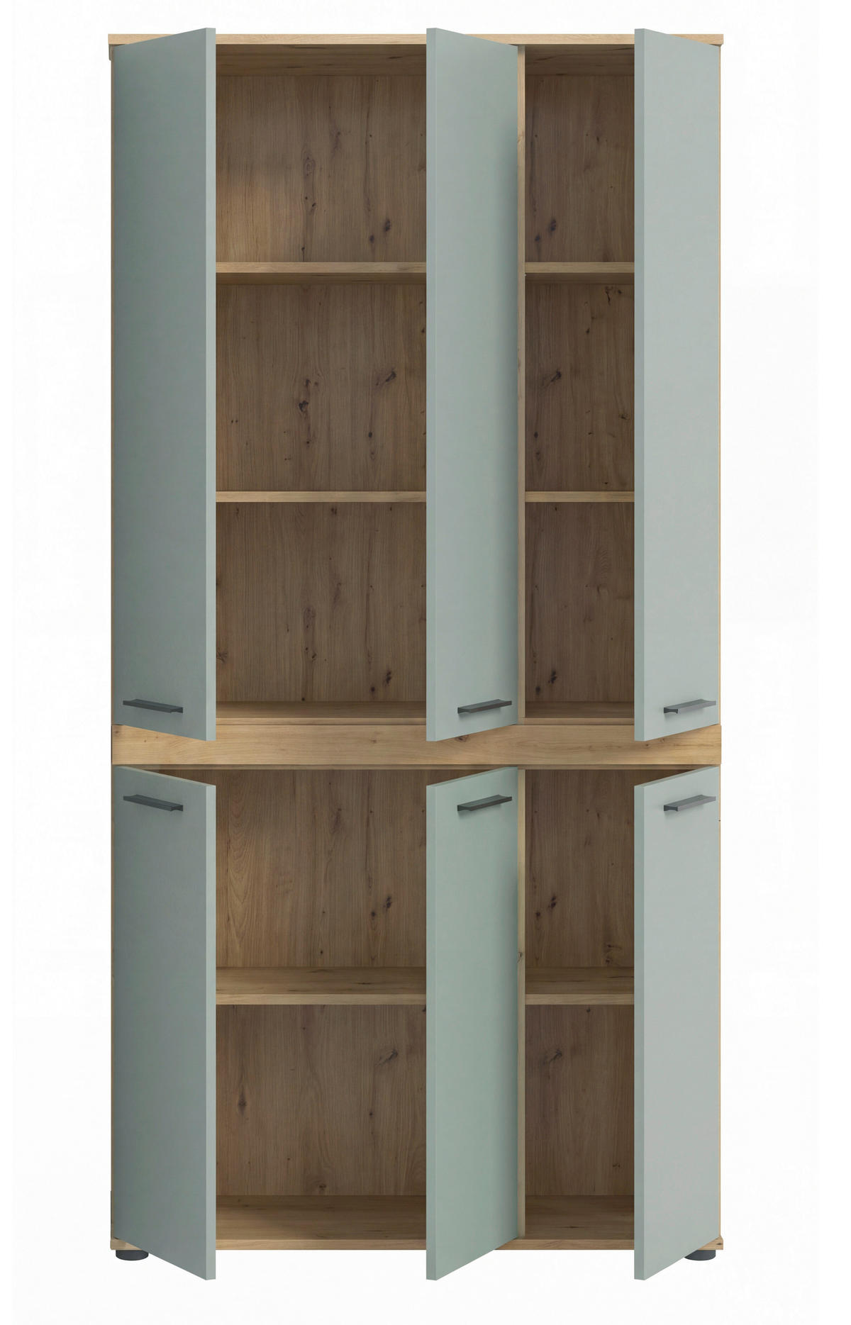 HOCHSCHRANK 90/191/31 cm  - Salbeigrün/Schwarz, Trend, Holzwerkstoff/Kunststoff (90/191/31cm) - MID.YOU